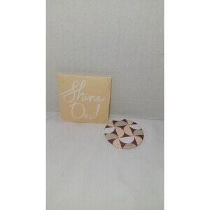 Birchbox Portable Makeup Compact Purse Mirror Dec 2016 Cream Plum Off-White Geo